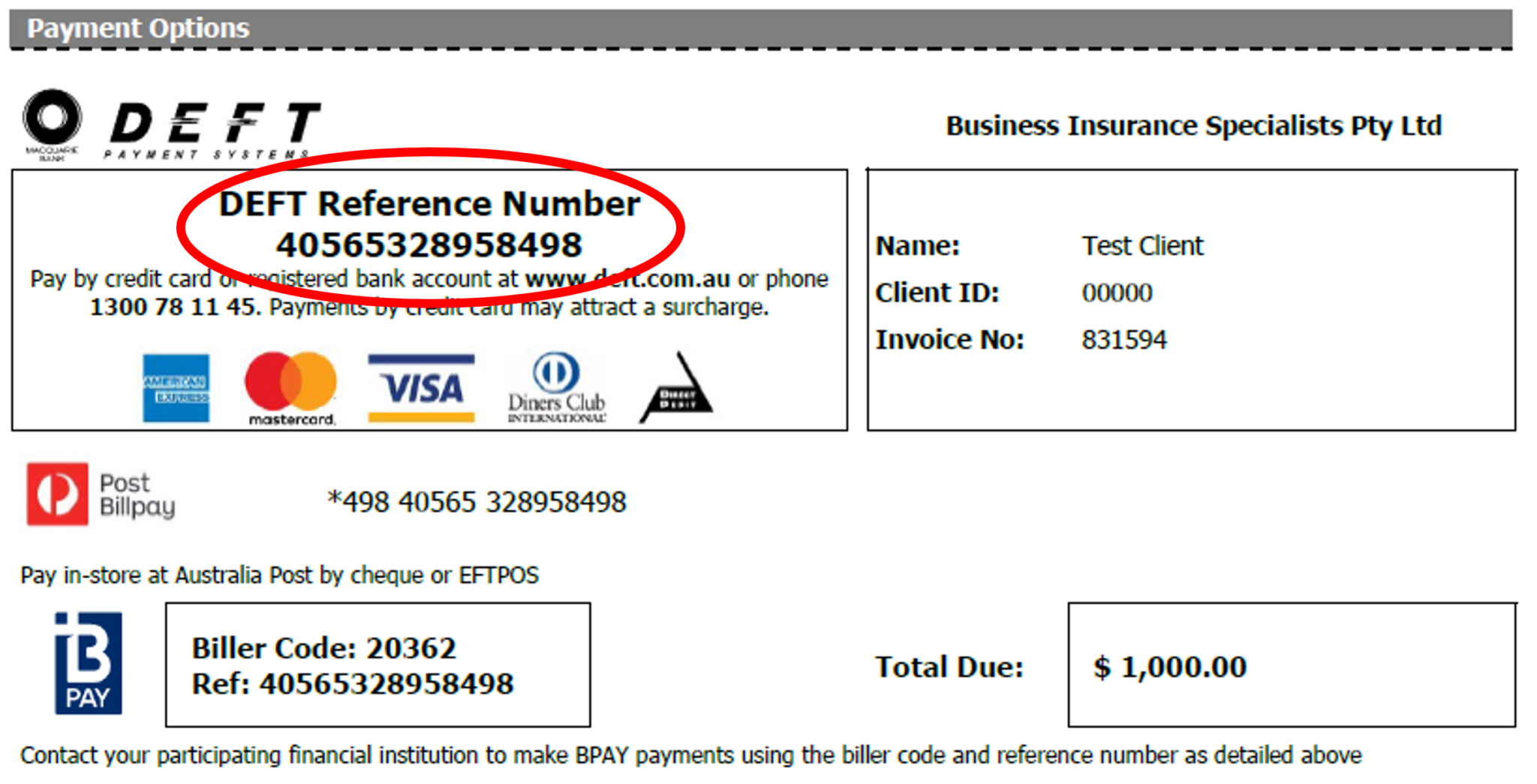 Payments Credit Card, BPAY, Cheque Business Insurance Specialists