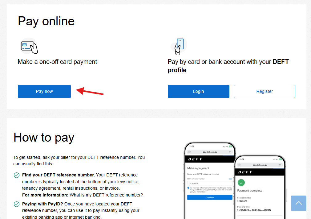 DEFT Online Payment Page
